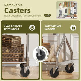 Four swivel casters make Simple Trending rack easy to move.