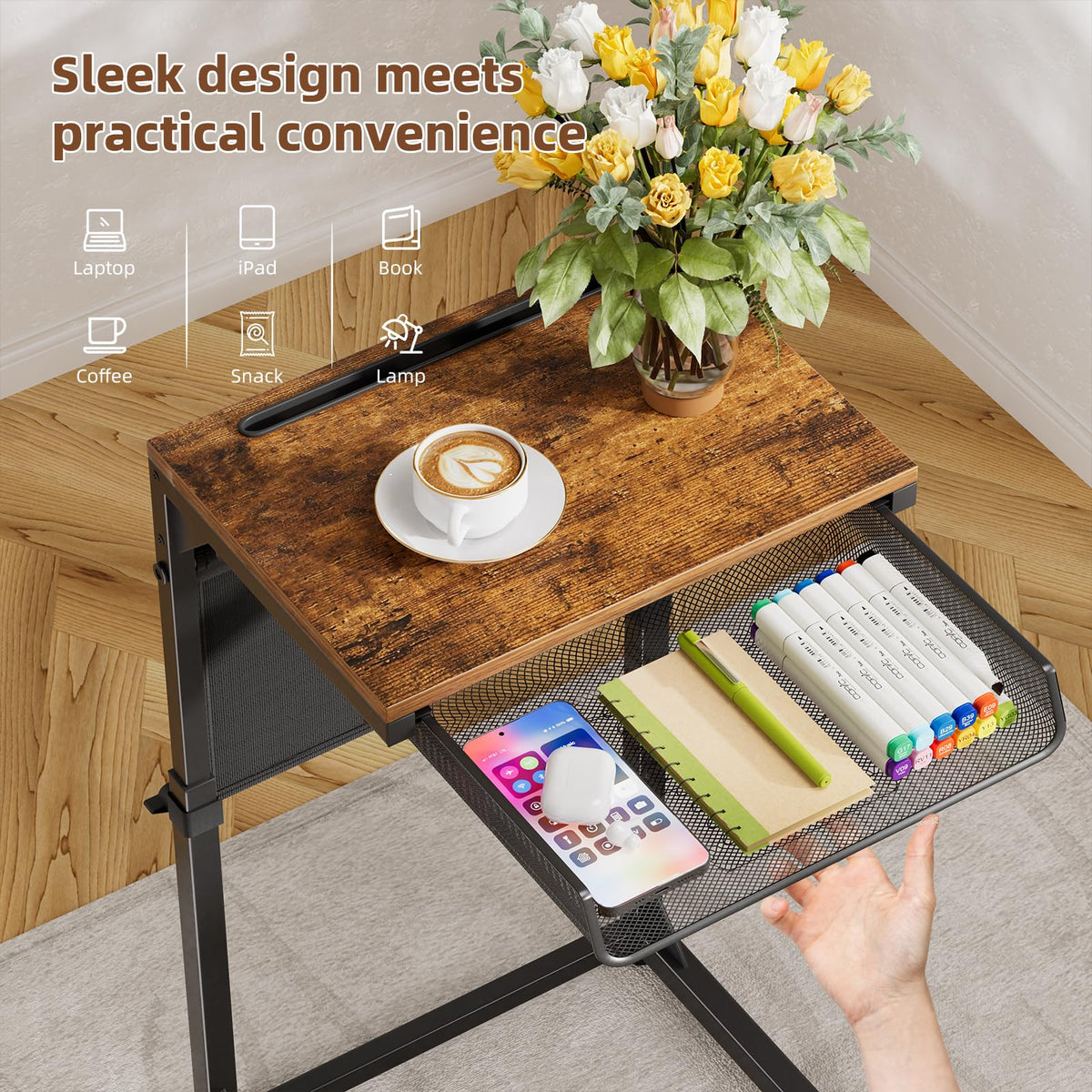 Simple Trending height adjustable end table fits recliner or sofa