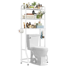 Simple Trending over-the-toilet rack side view highlights vertical space-saving design