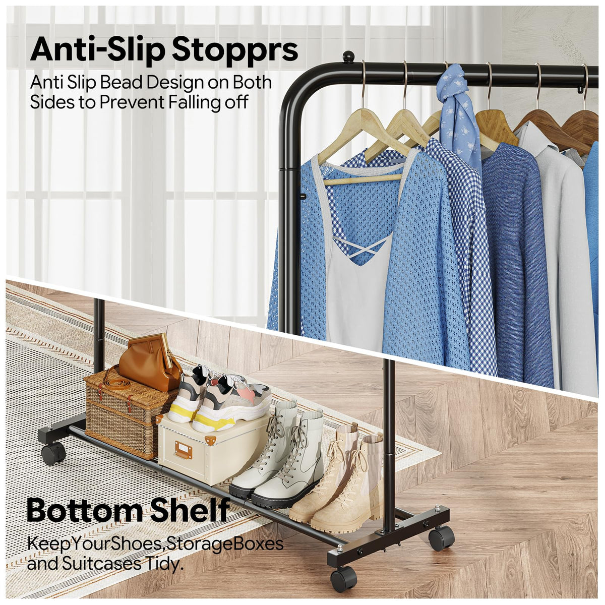 Simple Trending portable wardrobe unit offers flexible closet organization.