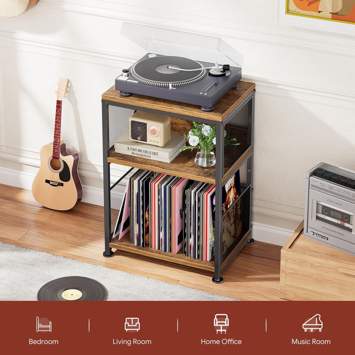 Simple Trending record stand shows adjustable divider for customized vinyl organization