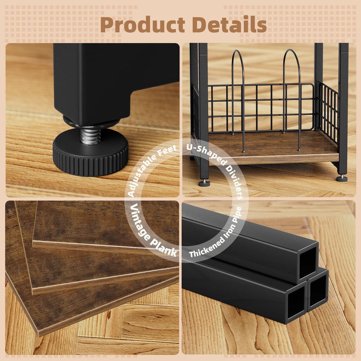 Removable divider on the Simple Trending stand enables flexible storage layouts.