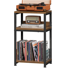Simple Trending record player stand top table ready for a turntable and accessories.