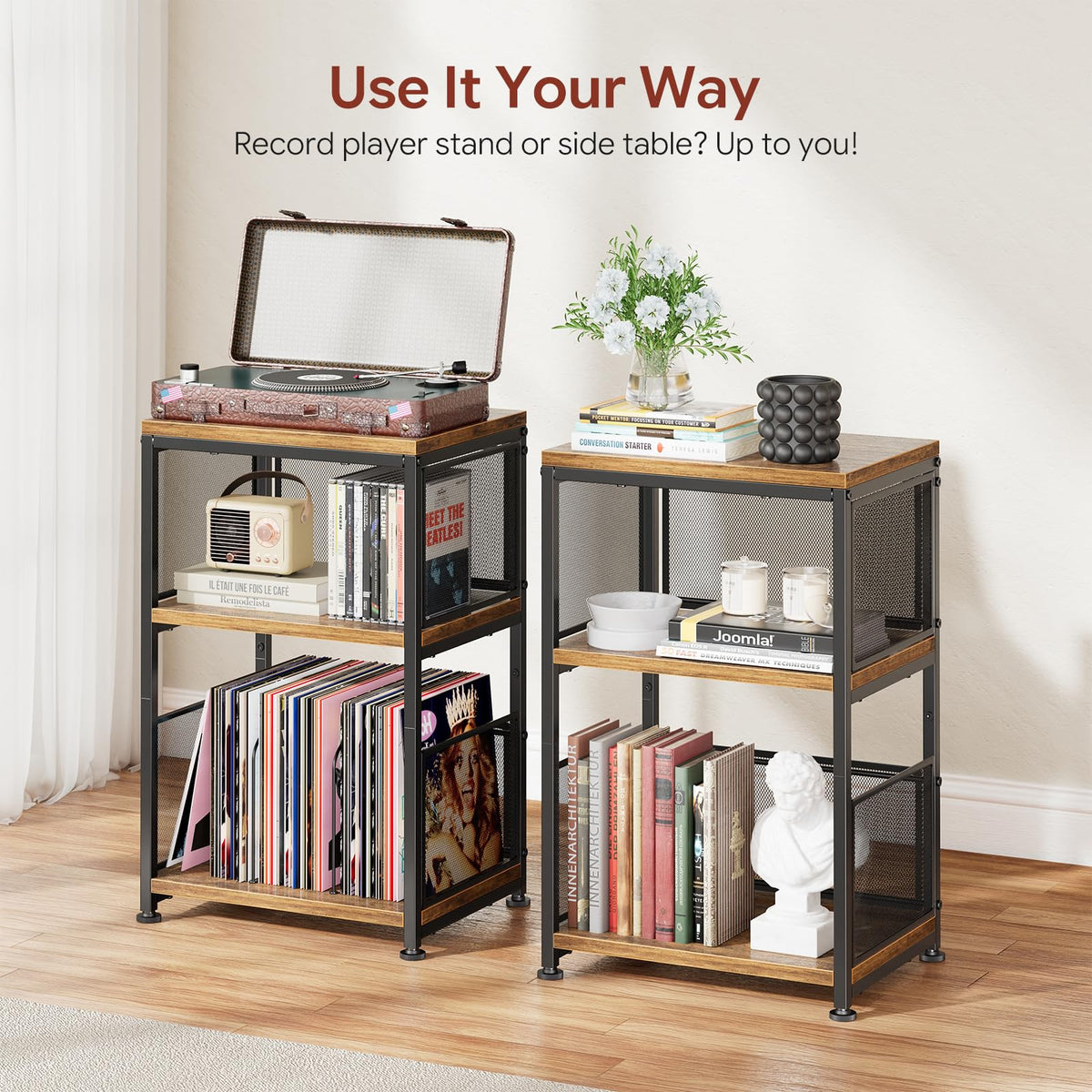 Simple Trending vinyl storage holds up to 200 albums for easy access