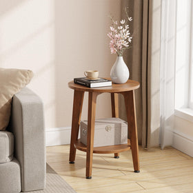 Simple Trending Round Side Table showing tapered legs for stable support
