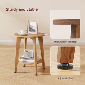 Simple Trending Round Side Table featuring two-tier storage for surfaces and shelves
