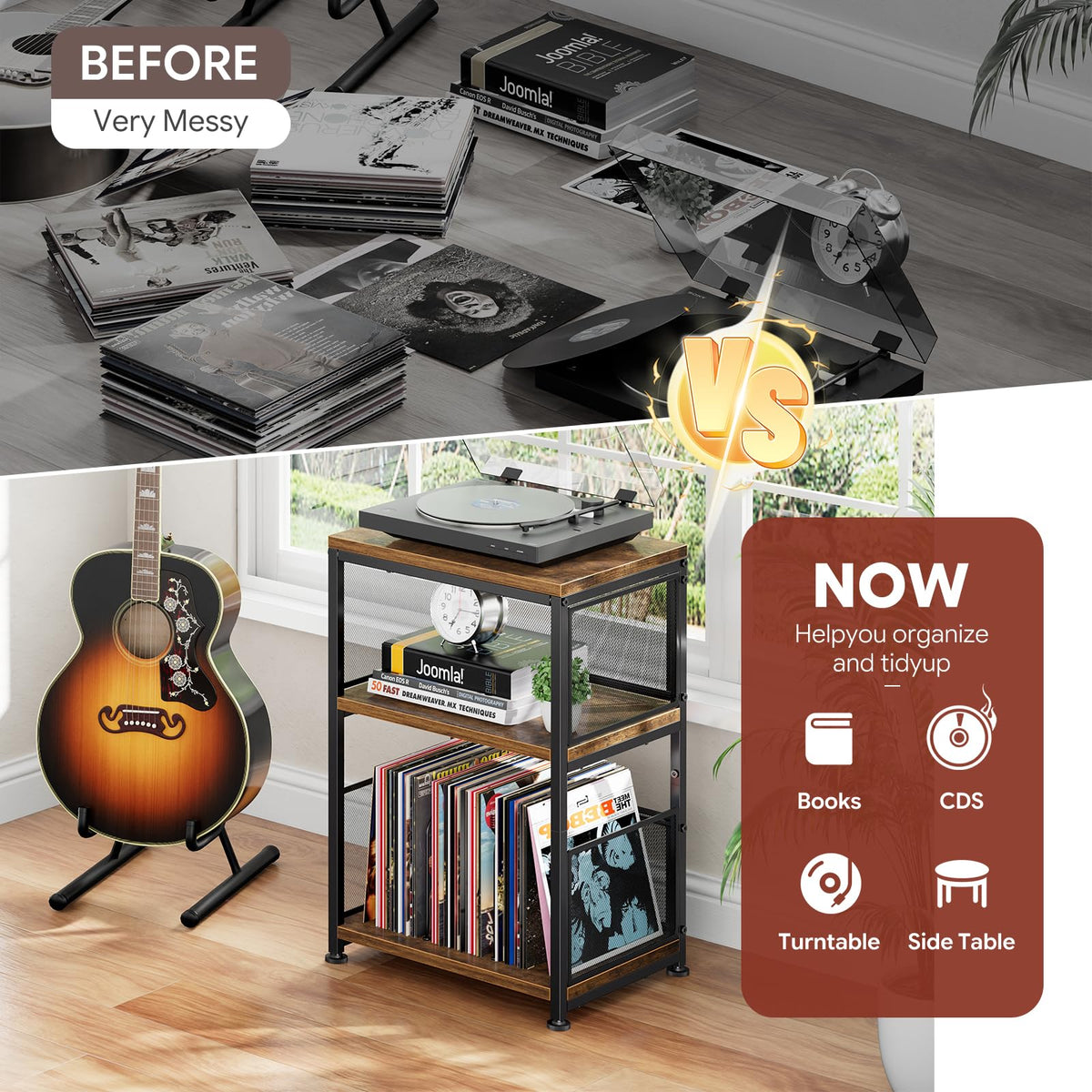 Simple Trending rustic brown and black finish complements any living space