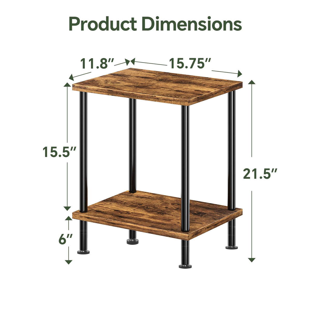 Simple Trending side table shown between sofas for easy reach