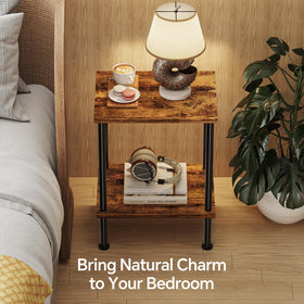 Simple Trending side table in rustic brown finish complements any decor