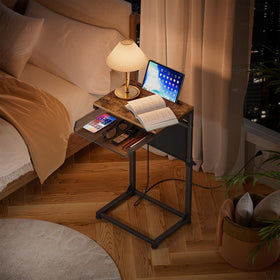 Simple Trending side table with storage bag for magazines and remotes