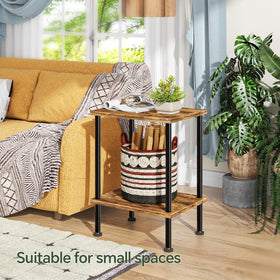 Simple Trending side table with two-tier shelves for living room storage