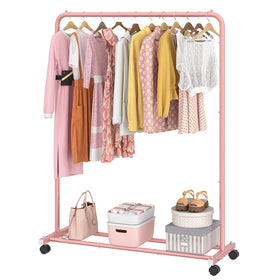 Simple Trending standard clothes rack with storage shelves for organized closet spaces.