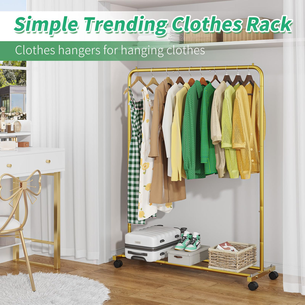 Simple Trending steel garment rack close-up reveals sturdy construction and rust-resistant coating.