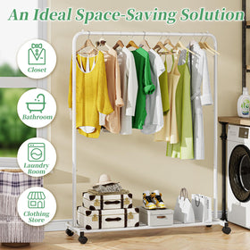 Simple Trending steel garment rack with strong load-bearing supports many garments.