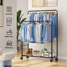 Simple Trending steel rack with lockable wheels keeps garments secure