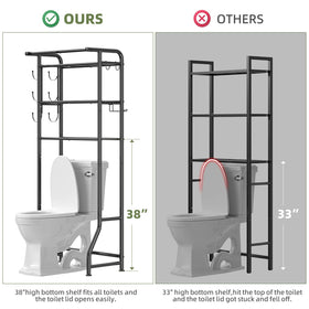 Towel rack and hooks offer extra hanging space in a compact unit.