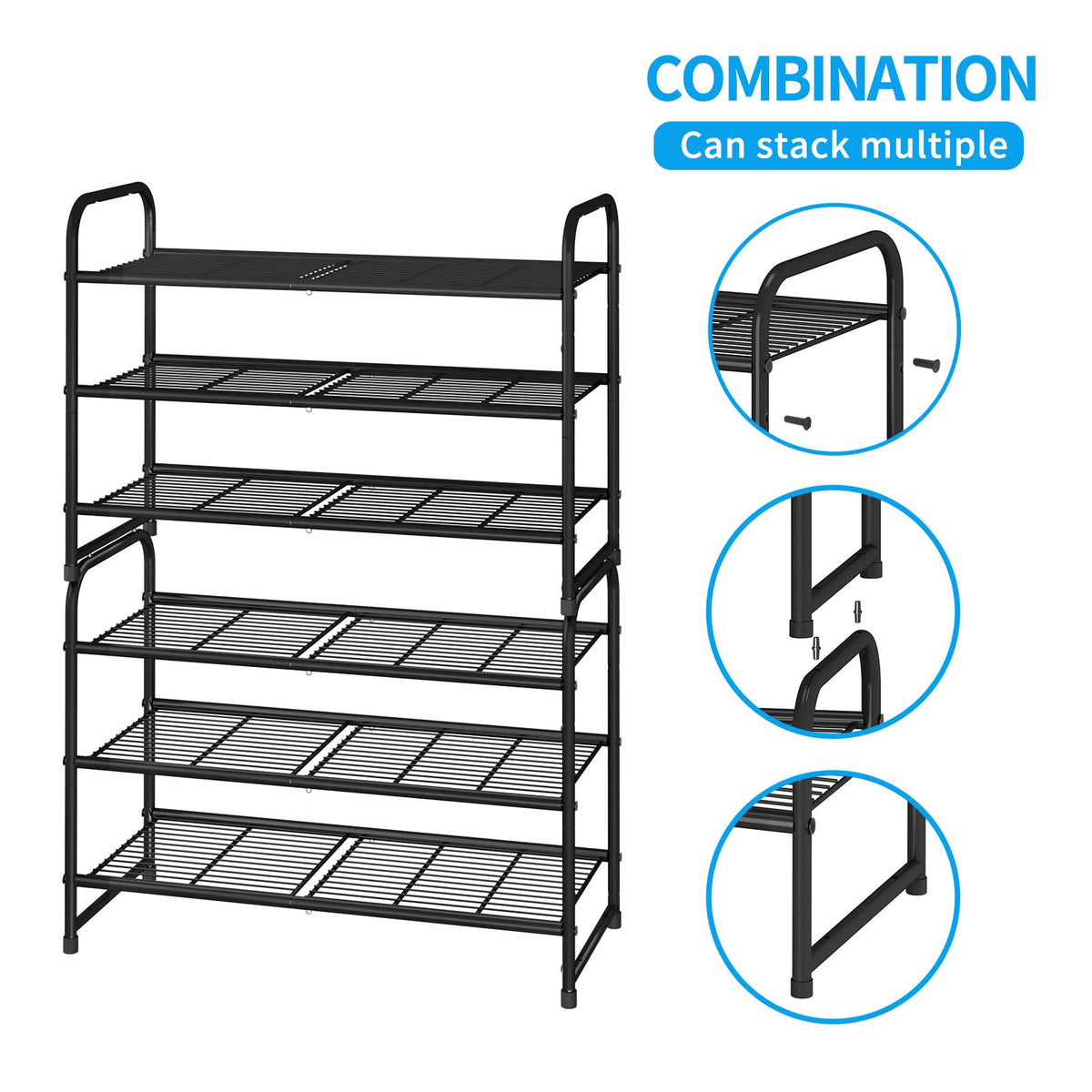 Simple Trending wire grid shoe rack in black for a modern interior.