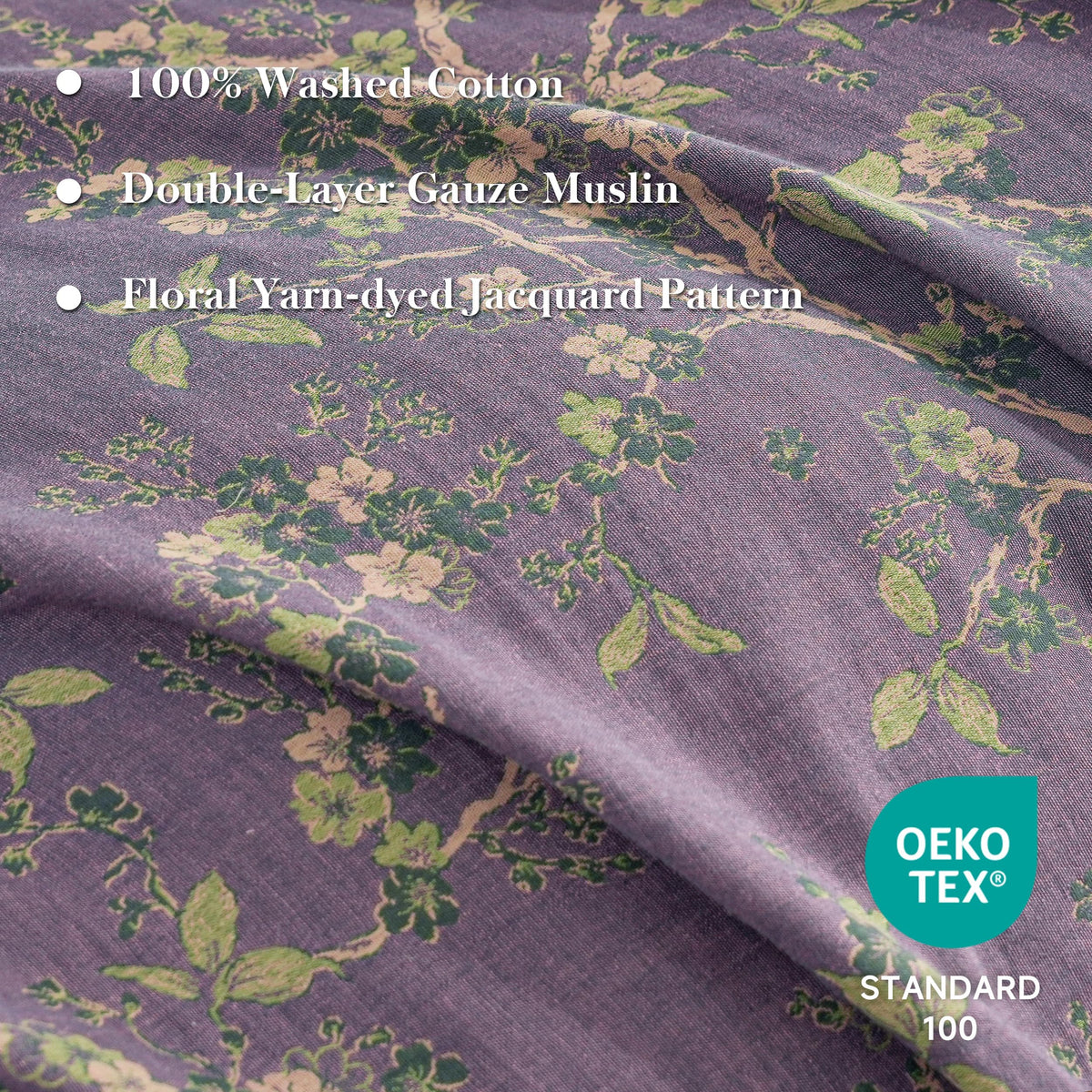 Simple&Opulence muslin duvet cover floral jacquard design stays vibrant.