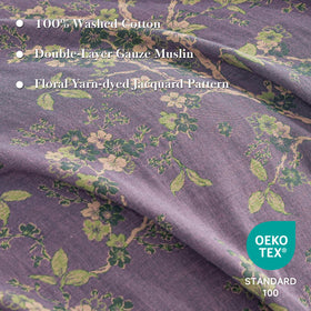 Simple&Opulence muslin duvet cover floral jacquard design stays vibrant.