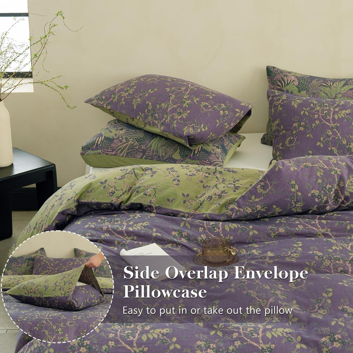 Simple&Opulence muslin duvet cover seven corner ties prevent shifting of the insert.