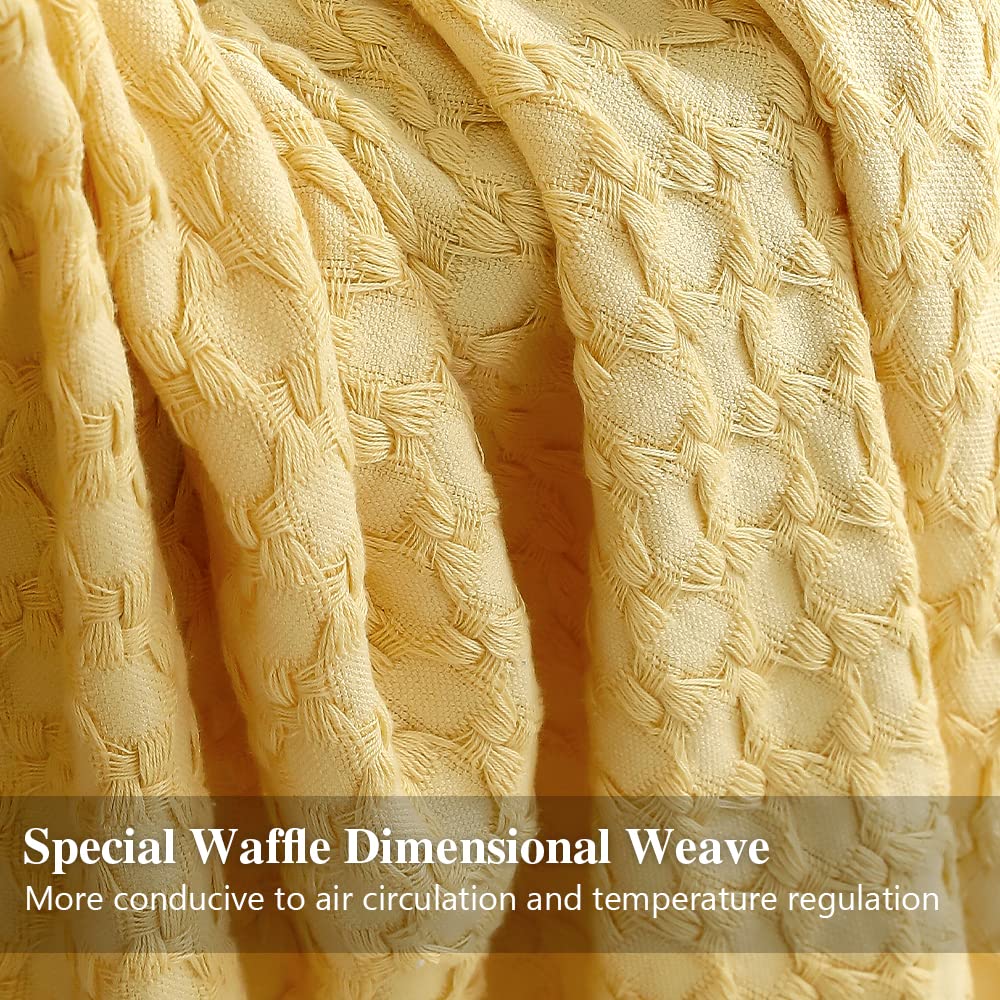 Waffle weave texture highlights the blanket's three-dimensional plush look