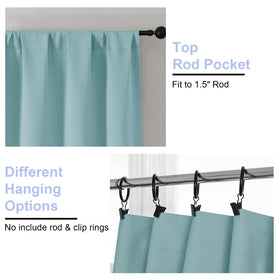 Dark-colored Simplebrand Ava Aqua curtain panel demonstrates stronger light blocking for privacy.