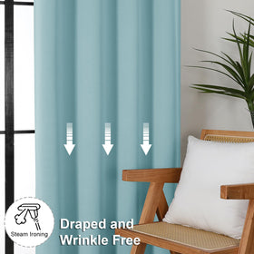 Machine-washable Simplebrand Ava Aqua curtains suitable for easy at-home care.