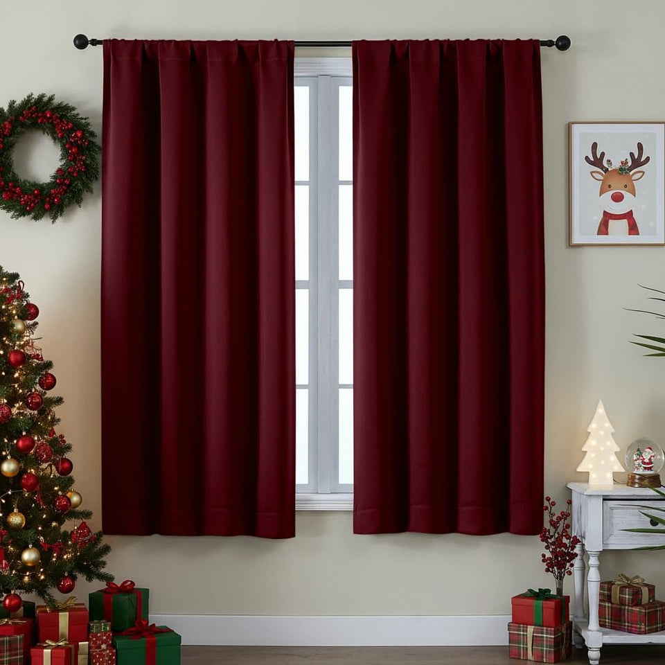 Simplebrand Ava Burgundy blackout curtains rod pocket for easy installation and light control.