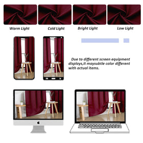 Room with Ava Burgundy blackout curtains enhances movie-night contrast and glare reduction.