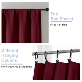 Ava Burgundy blackout curtains hanging in full drape for a cozy living room look.