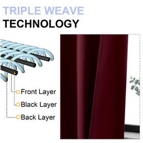 Ava Burgundy curtains show deep color and privacy with effective light blocking.