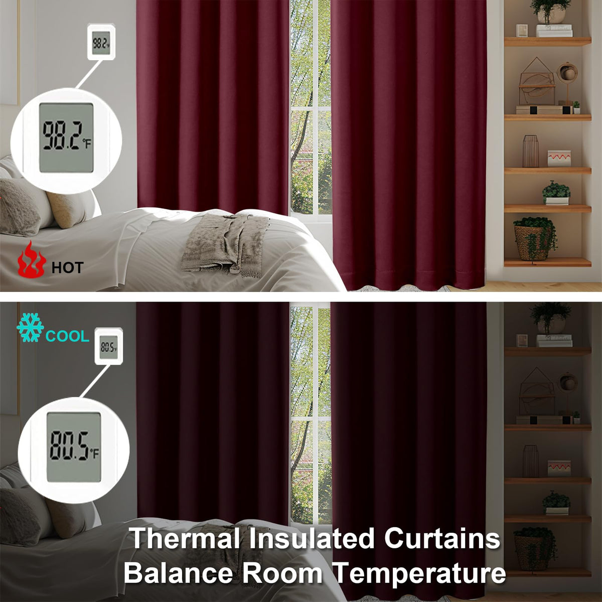Simplebrand Ava Burgundy blackout curtains hung in nursery for dimmed daytime comfort.