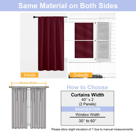 Ava Burgundy blackout curtains on a wide window frame suitable for bedroom privacy.