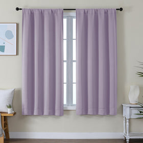 Simplebrand Ava Lilac curtain panel on a rod demonstrates light control for better sleep