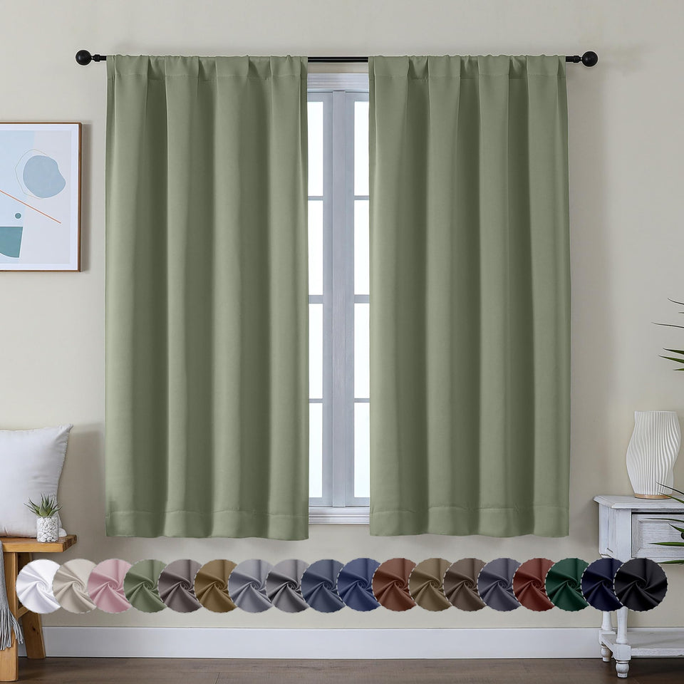 Simplebrand Ava Sage Green curtains pair for stylish bedroom privacy and light control.