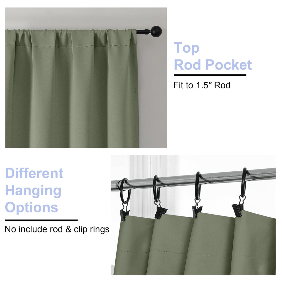 Simplebrand Ava Sage Green blackout fabric blocks light for better rest.