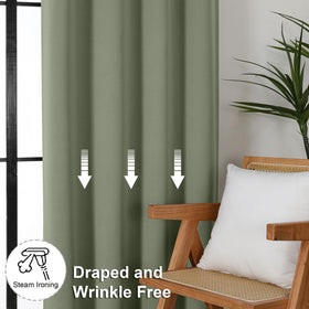 Simplebrand Ava Sage Green machine-washable curtains for easy care.