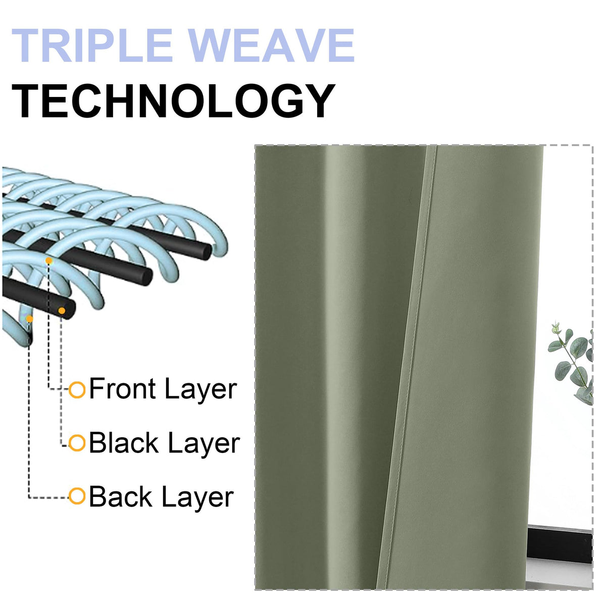 Simplebrand Ava Sage Green thermal curtains help regulate room temperature.