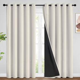 SimpleHome 100% blackout curtains in cream with two 62x84 panels, ready for installation.