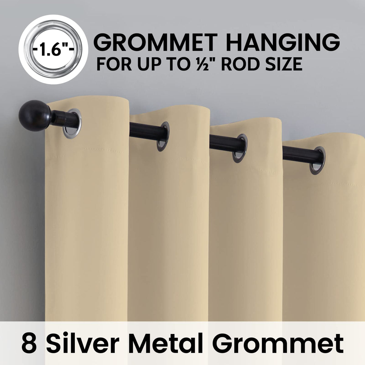 SimpleHome beige curtains with black backing for enhanced privacy