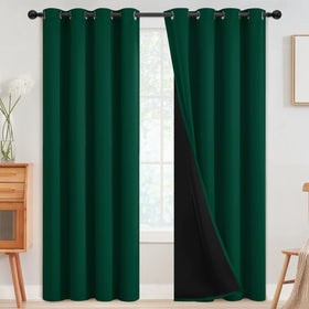 SimpleHome dark green blackout curtains panel front view for room darkening