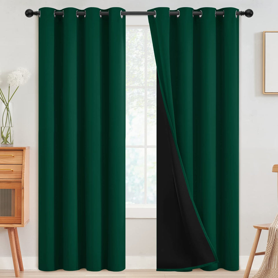 SimpleHome dark green blackout curtains panel front view for room darkening