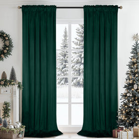 SimpleHome dark green velvet curtains with rod pocket for privacy and elegant room accent