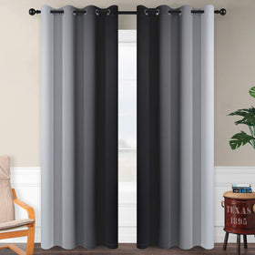 SimpleHome Ombre curtains with 8 grommets close-up for smooth sliding and easy hanging.