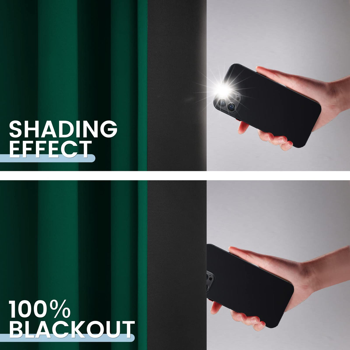 SimpleHome thermal insulated blackout curtains forest green rolled on rod for privacy