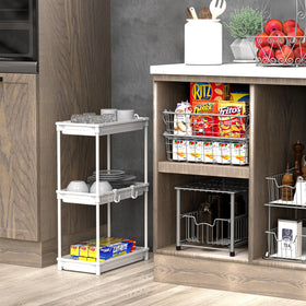 SimpleHouseware 3-tier cart fits kitchen and bathroom organization.