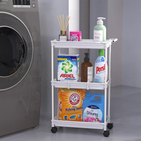 SimpleHouseware cart ready for laundry storage in compact space.