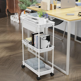 SimpleHouseware white shelves with perforations, promoting airflow in humid rooms.