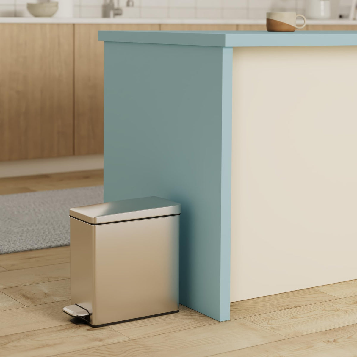 simplehuman brushed stainless steel trash can with durable pedal for easy disposal