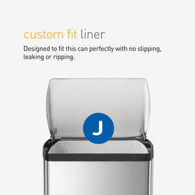 simplehuman Code J liners fit this bin for tidy, secure bag changes